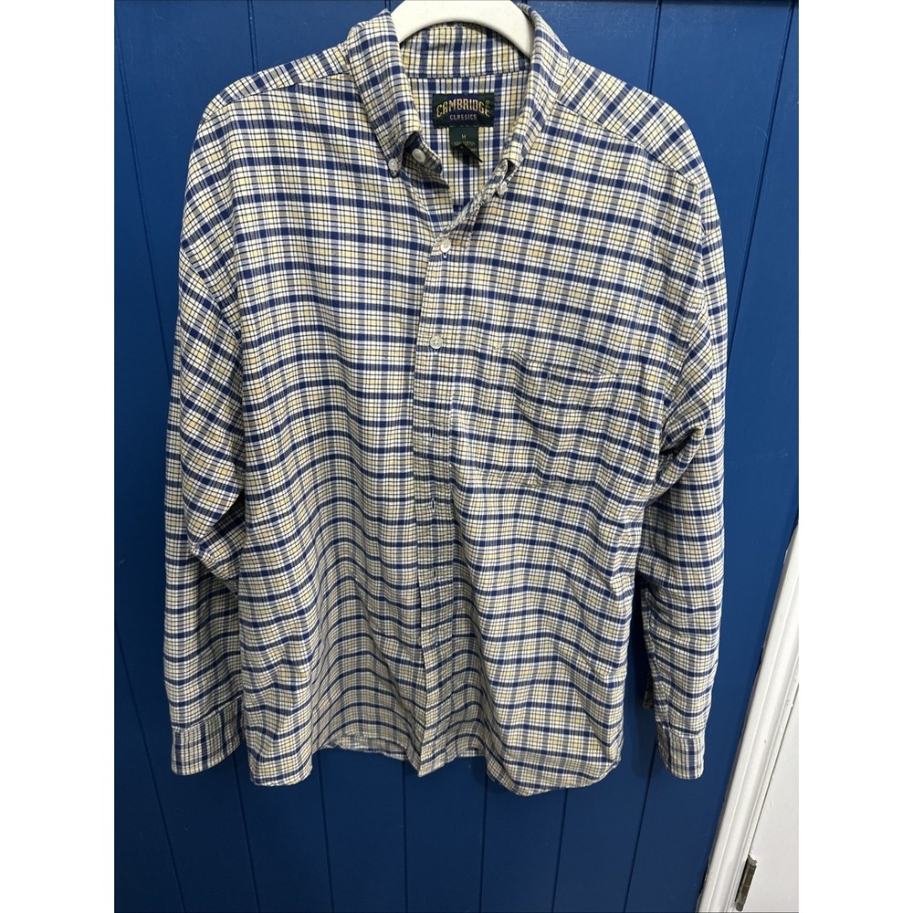 CAMBRIDGE Classics Men's Button Down Long‎ Sleeve Cotton Stripe Shirt Size M